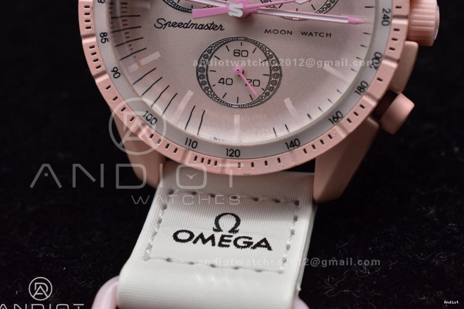 Venus Moonwatch Swatch Omega Bioceramic Mission Nylon on to Quartz Strap x 0128